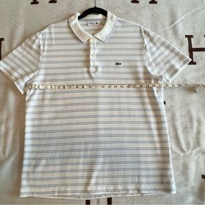 Lacoste XL White with light Blue double horizontal stripes